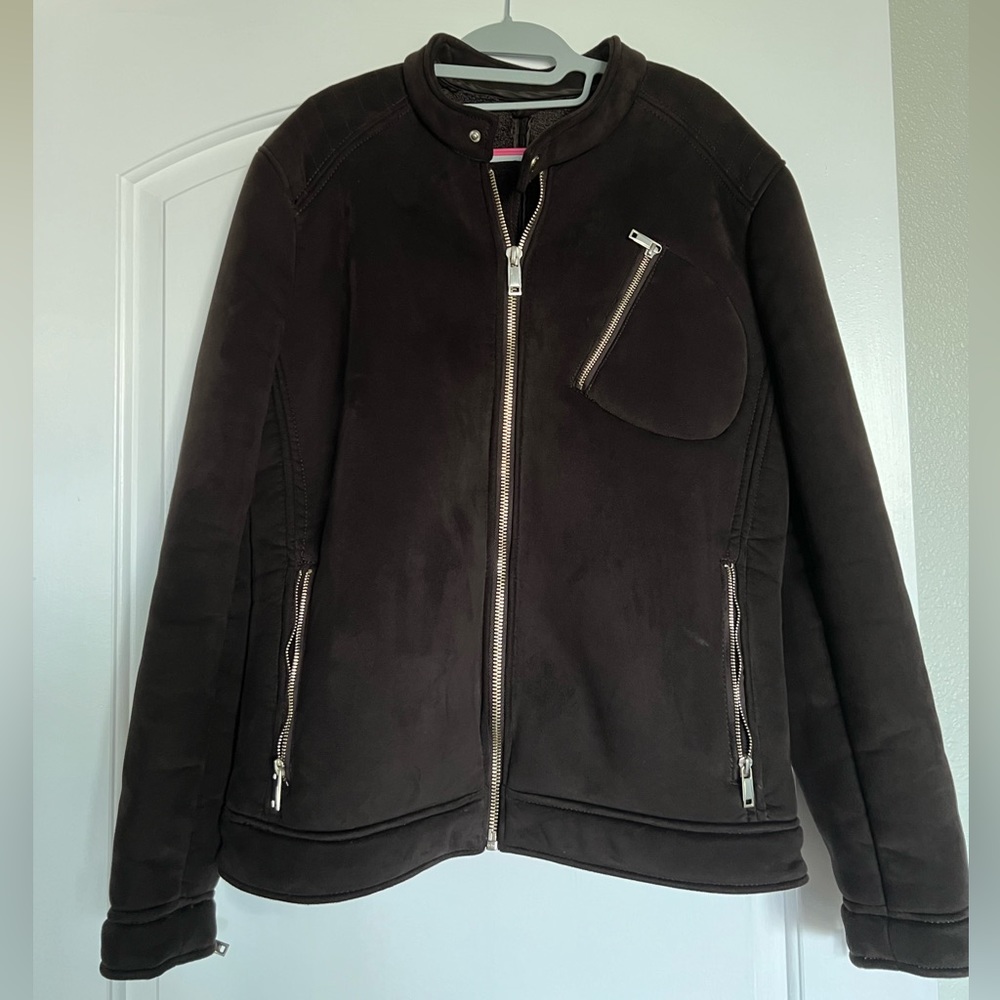 Zara Men’s suede dark brown heavy jacket with fleece lining